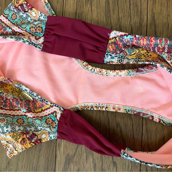 Jessica Simpson tribal bright pattern halter bathing suit bikini set - Picture 4 of 7